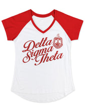 Load image into Gallery viewer, Delta Sigma Theta V-NECK TEE_WHITE