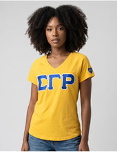 Load image into Gallery viewer, Sigma Gamma RHO V-NECK TEE_GOLD