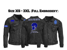 Load image into Gallery viewer, Zeta Phi Beta Black Denim Finer Woman Jean Jacket