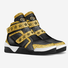Load image into Gallery viewer, High Top Fashion Stars Black and Glitter Gold