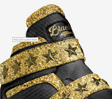 Load image into Gallery viewer, High Top Fashion Stars Black and Glitter Gold