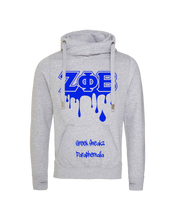 Load image into Gallery viewer, Zeta Phi Beta Cross Over Neck Hoodie