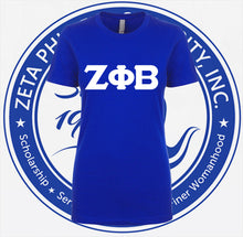 Load image into Gallery viewer, Zeta Phi Beta Royal Ideal T-Shirt Wht Letters