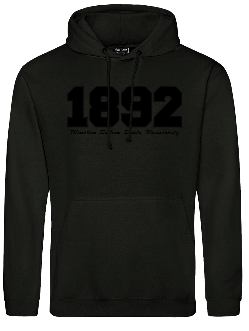 Winston Salem State University 1892 Embroidered Black on Black Hoodie