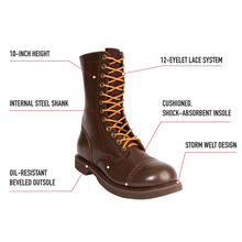 Cargar imagen en el visor de la galería, Brown Leather Jump Boot - 10 Inches
