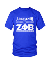 Load image into Gallery viewer, Zeta Phi Beta Juneteenth Royal Blue T-Shirt
