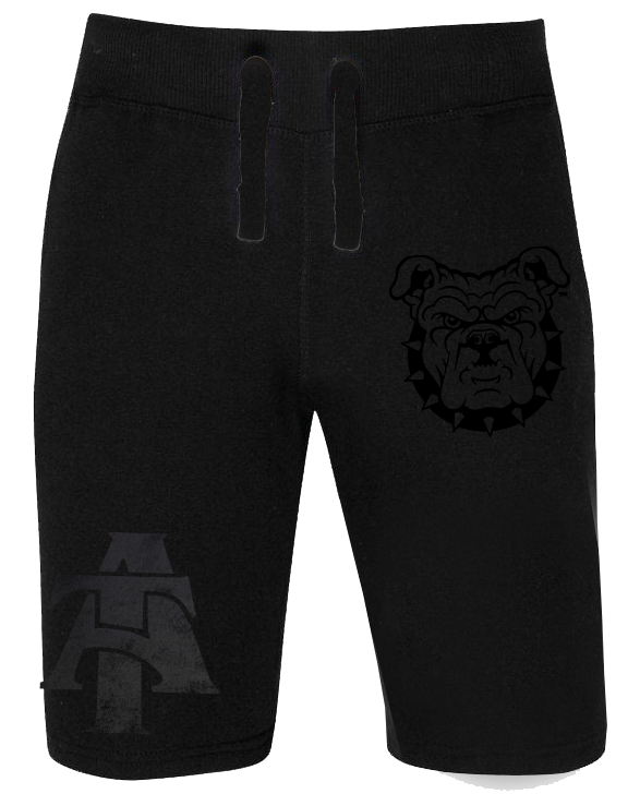 NCAT AGGIES BLACK ON BLACK FLOCK INTERLOCK JOGGER SHORTS