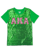 Load image into Gallery viewer, Alpha Kappa Alpha Sequin Tee Green
