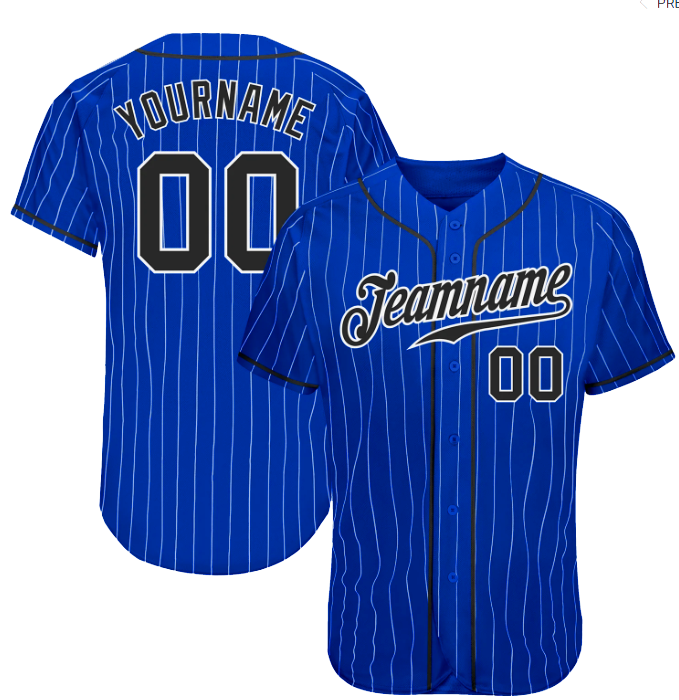 Men's Custom Royal White Pinstripe Baseball Jersey