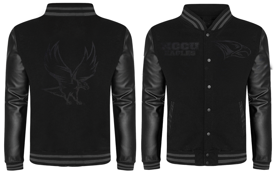 North Carolina Central University Black Leather Sleeve Varsity Jacket