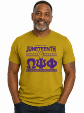 Load image into Gallery viewer, Omega Psi Phi Juneteenth Purple T-Shirt
