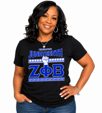 Load image into Gallery viewer, Zeta Phi Beta Juneteenth Black T-Shirt
