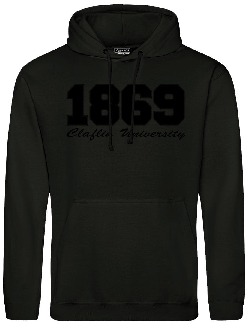 Claflin University 1869 Embroidered Black on Black Hoodie