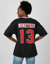 Load image into Gallery viewer, DST OVERSIZED CHENILLE FOOTBALL JERSEY TEE_BLACK
