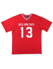 Load image into Gallery viewer, DST OVERSIZED CHENILLE FOOTBALL JERSEY TEE_RED
