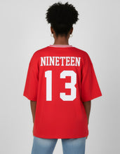 Load image into Gallery viewer, DST OVERSIZED CHENILLE FOOTBALL JERSEY TEE_RED
