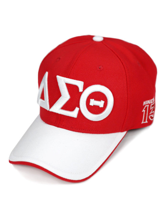 Gorra Delta Sigma Theta Letras Griegas (Blanco/Rojo)