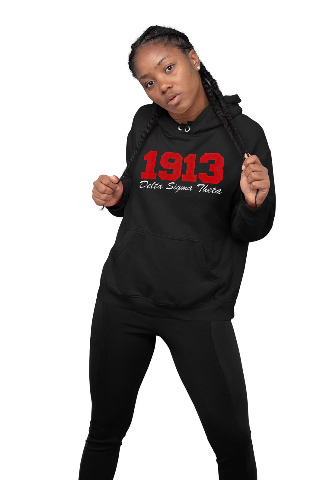 Delta Sigma Theta 1913 Embroidered Red/ White Logo Hoodie