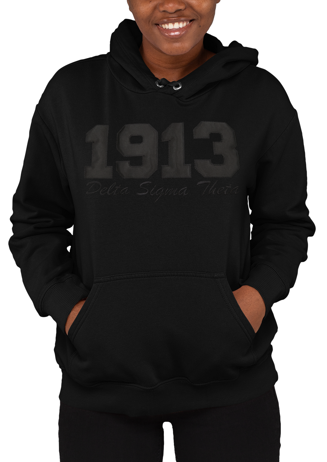 Delta Sigma Theta 1913 Black on Black Embroidered Hoodie