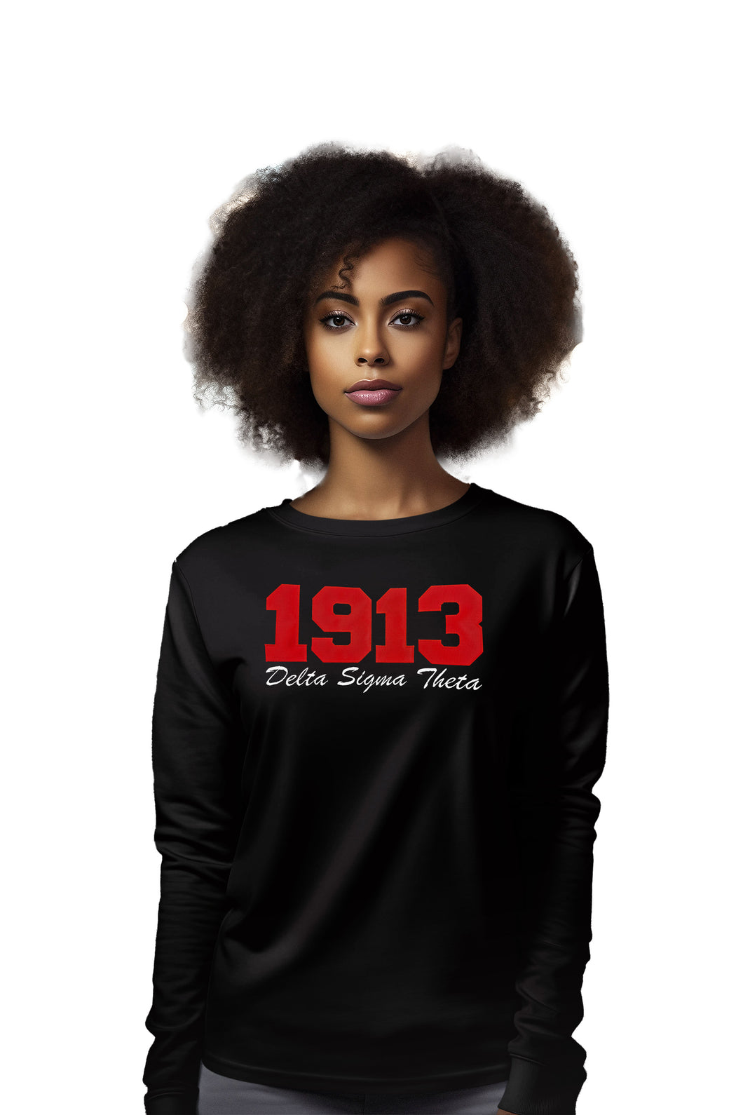 Delta Sigma Theta 1913 Embroidered Red/ White Logo Long Sleeve T-Shirt