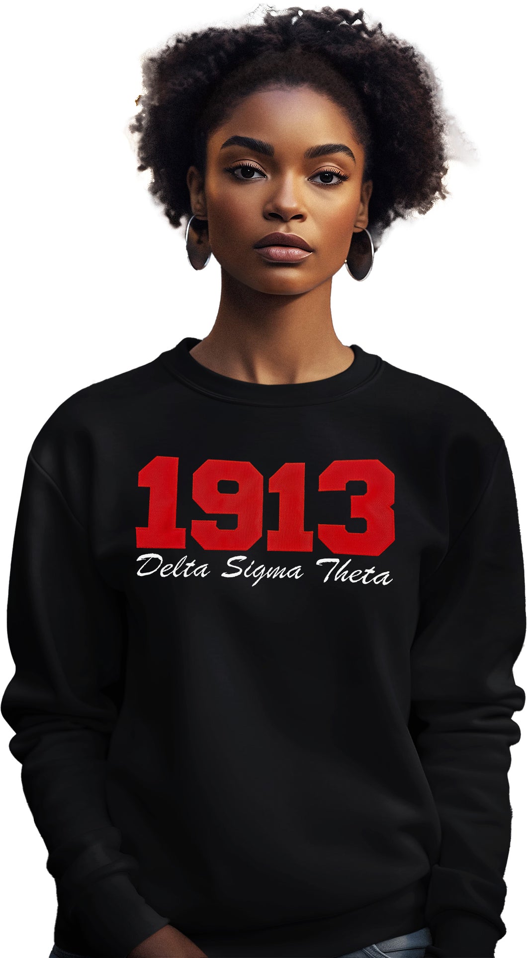 Delta Sigma Theta 1913 Embroidered Red/ White Logo Sweatshirt