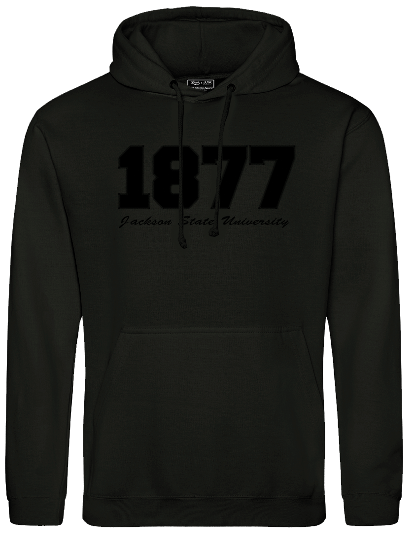 Jackson State University 1877 Embroidered Black on Black Hoodie