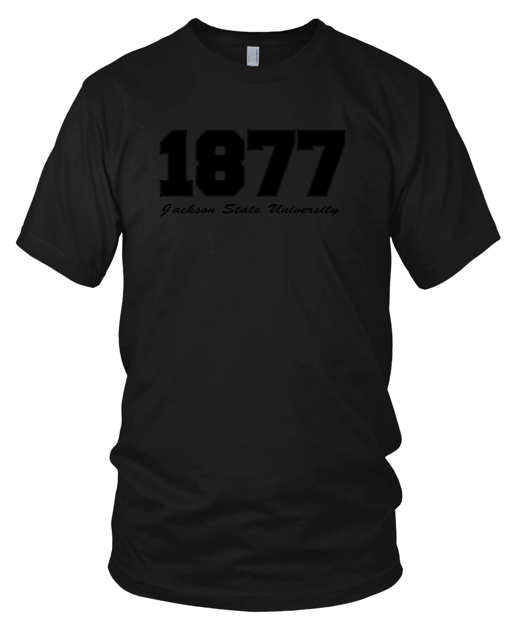 Jackson State University 1877 Embroidered Black on Black T-Shirt