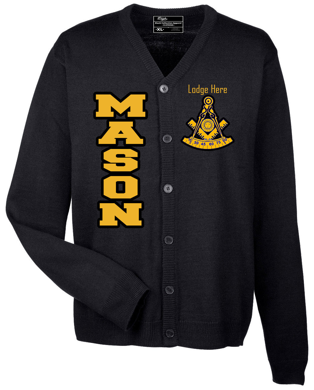 Masonic Past Master V-Neck Button Cardigan Sweater with custom lodge name