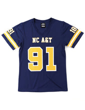 Load image into Gallery viewer, WOMEN'S NORTH CAROLINA A&amp;T STATE FOOTBALL JERSEY TEE
