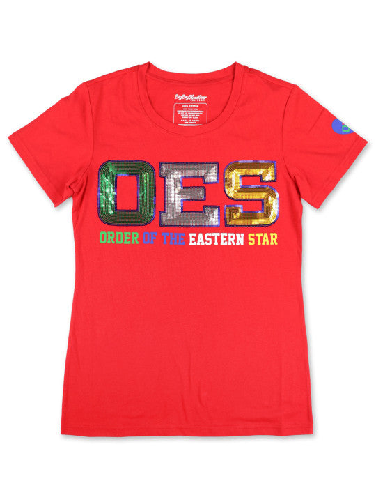 OES SEQUIN PATCH TEE_RED