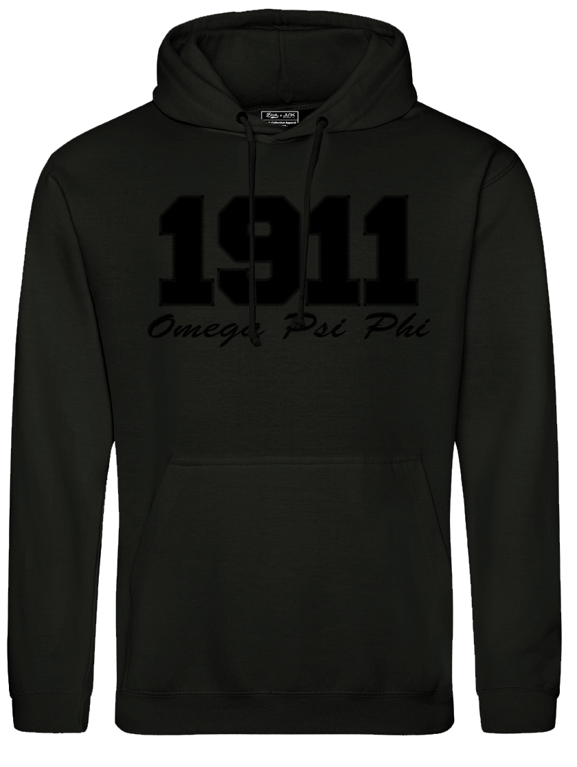 Omega 1911 Embroidered Black on Black Hoodie