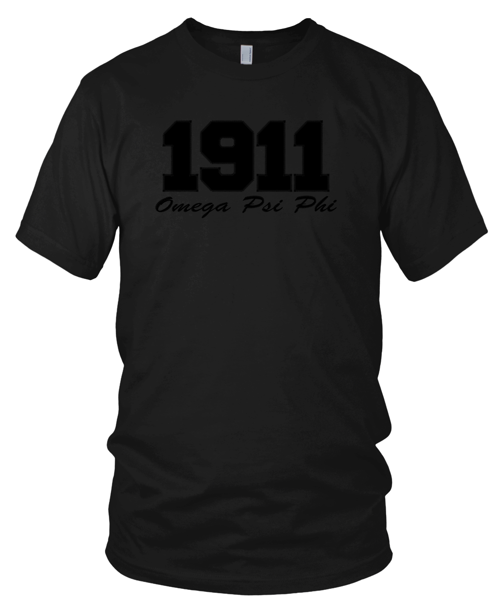 Omega Psi Phi 1911 Embroidered Black on Black T-Shirt