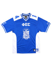 Load image into Gallery viewer, Phi Beta Sigma FOOTBALL Royal blue Greek Letters JERSEY
