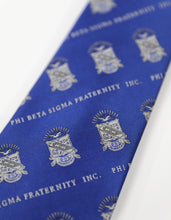 Cargar imagen en el visor de la galería, Corbata Phi Beta Sigma azul real con escudo blanco
