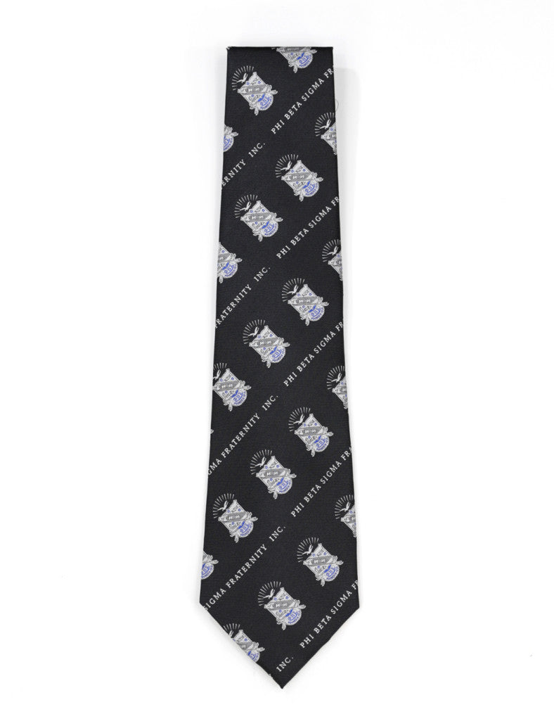 Phi Beta Sigma Black Neck Tie with White Shield