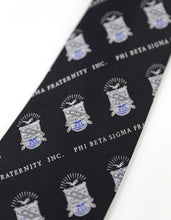 Load image into Gallery viewer, Phi Beta Sigma Black Neck Tie with White Shield
