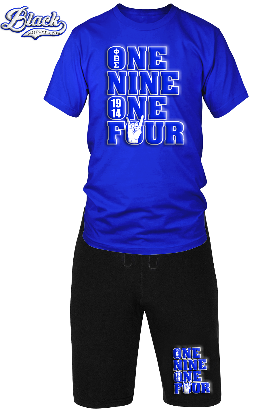 Phi Beta Sigma ONE NINE ONE FOUR Shorts / T-Shirt Set