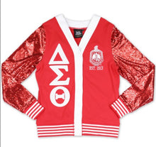 Cargar imagen en el visor de la galería, DELTA SIGMA THETA SEQUINS PATCH LIGHTWEIGHT CARDIGAN
