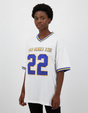 Cargar imagen en el visor de la galería, Sigma Gamma RHOOVERSIZED CHENILLE FOOTBALL JERSEY TEE_IVORY
