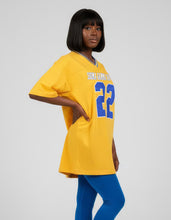 Cargar imagen en el visor de la galería, Sigma Gamma RHO OVERSIZED CHENILLE FOOTBALL JERSEY TEE_GOLD
