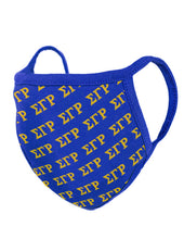 Load image into Gallery viewer, Sigma Gamma RHO PRINTED FACE MASK w/ FILTER POCKET
