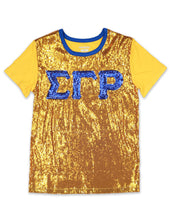 Load image into Gallery viewer, Siggma Gamma RHO SEQUIN TEE_GOLD
