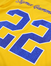 Cargar imagen en el visor de la galería, Sigma Gamma RHO GLITTER DRY FIT TEE_GOLD
