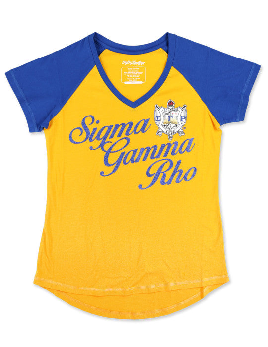 SIGMA GAMMA RHO V-NECK TEE_GOLD