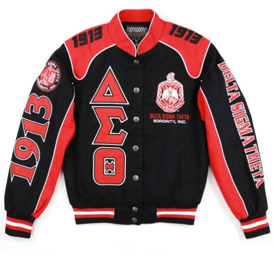 DELTA SIGMA THETA RACING TWILL JACKET BLACK/RED – Black Collection