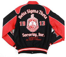 Cargar imagen en el visor de la galería, DELTA SIGMA THETA RACING TWILL JACKET BLACK/RED
