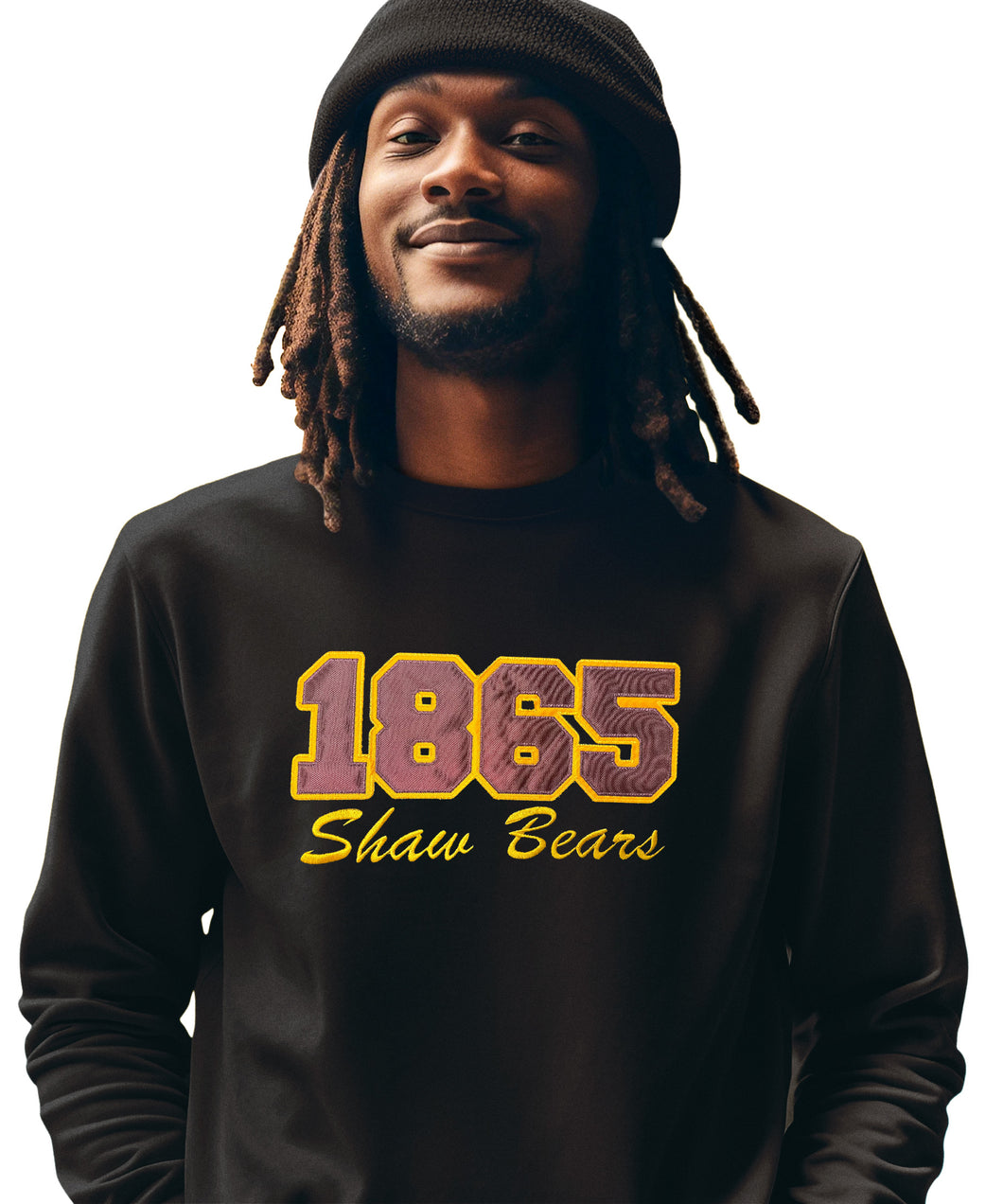 Shaw University 1865 Embroidered Long Sleeve Maroon / Gold T-Shirt