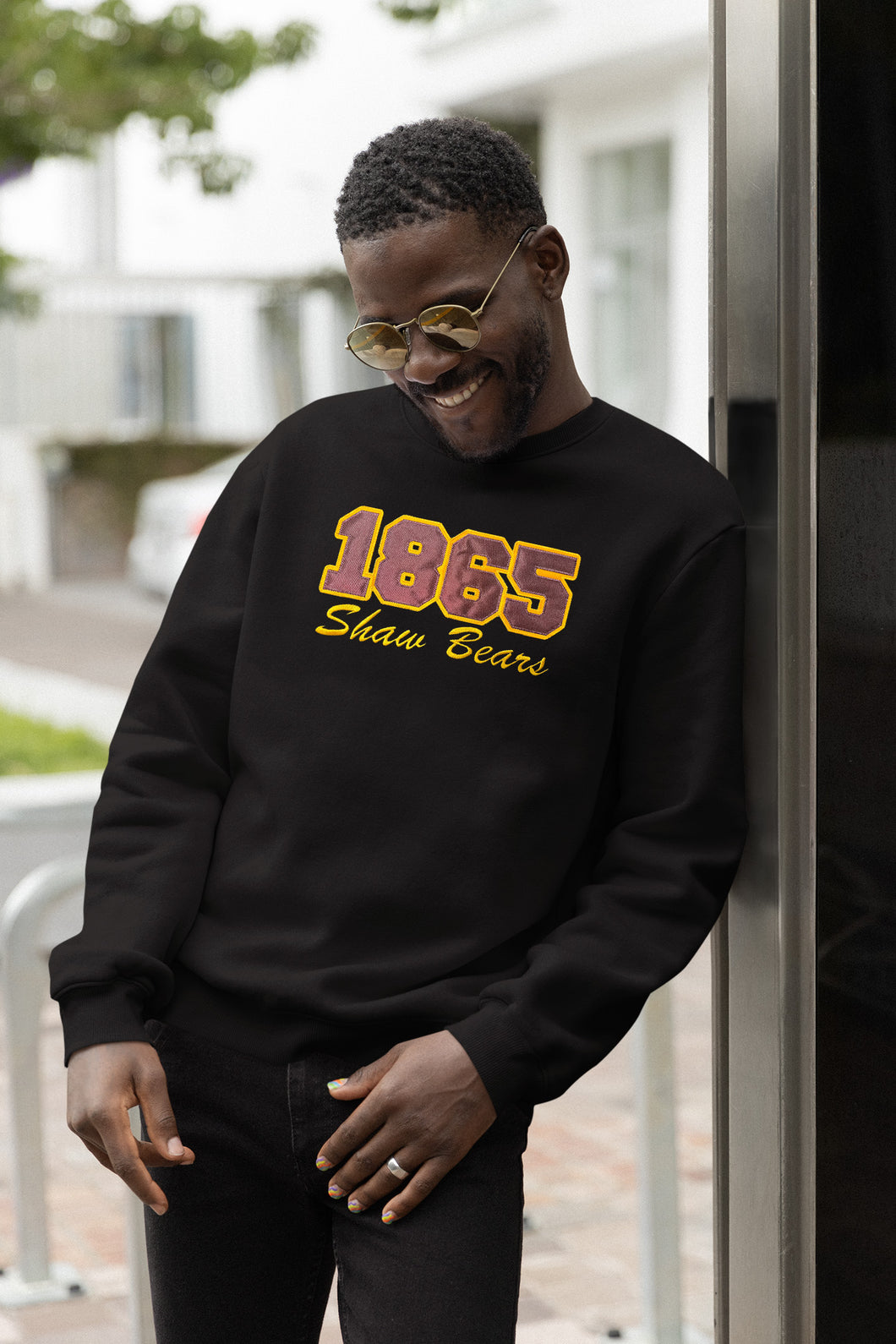 Shaw University  Embroidered Maroon / Gold 1865 Sweatshirt