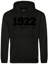 Load image into Gallery viewer, Sigma Gamma Rho 1922 Embroidered Black on Black Hoodie
