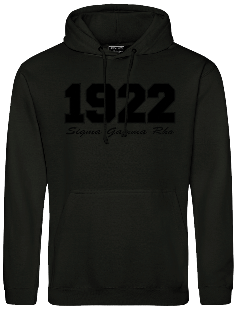 Sigma Gamma Rho 1922 Embroidered Black on Black Hoodie